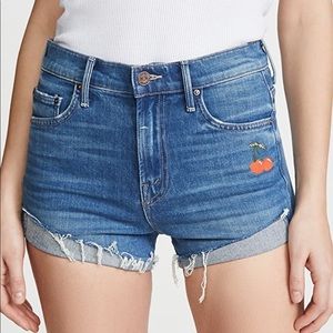 Mother Rascal Slit Flip Cherry Shorts NWT